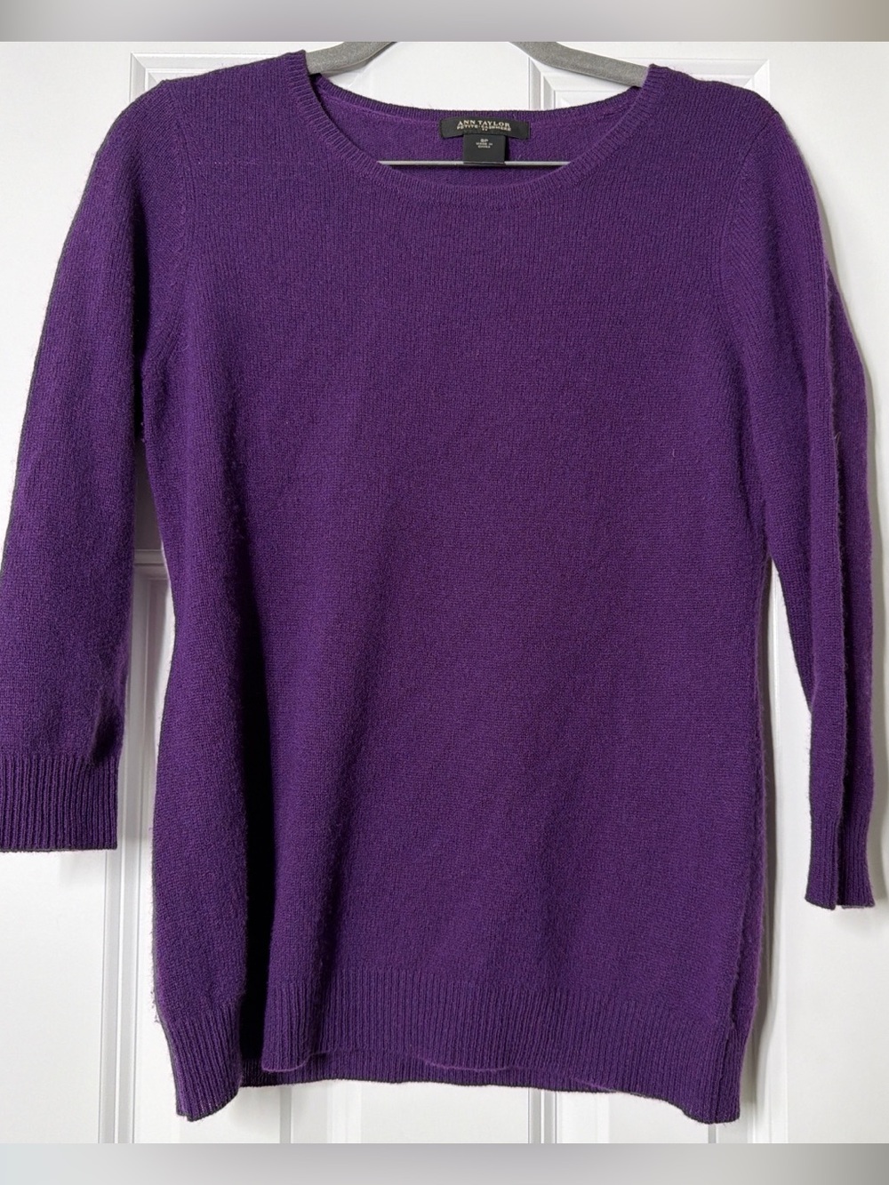 Ann Taylor Deep Purple Cashmere Crewneck Sweater